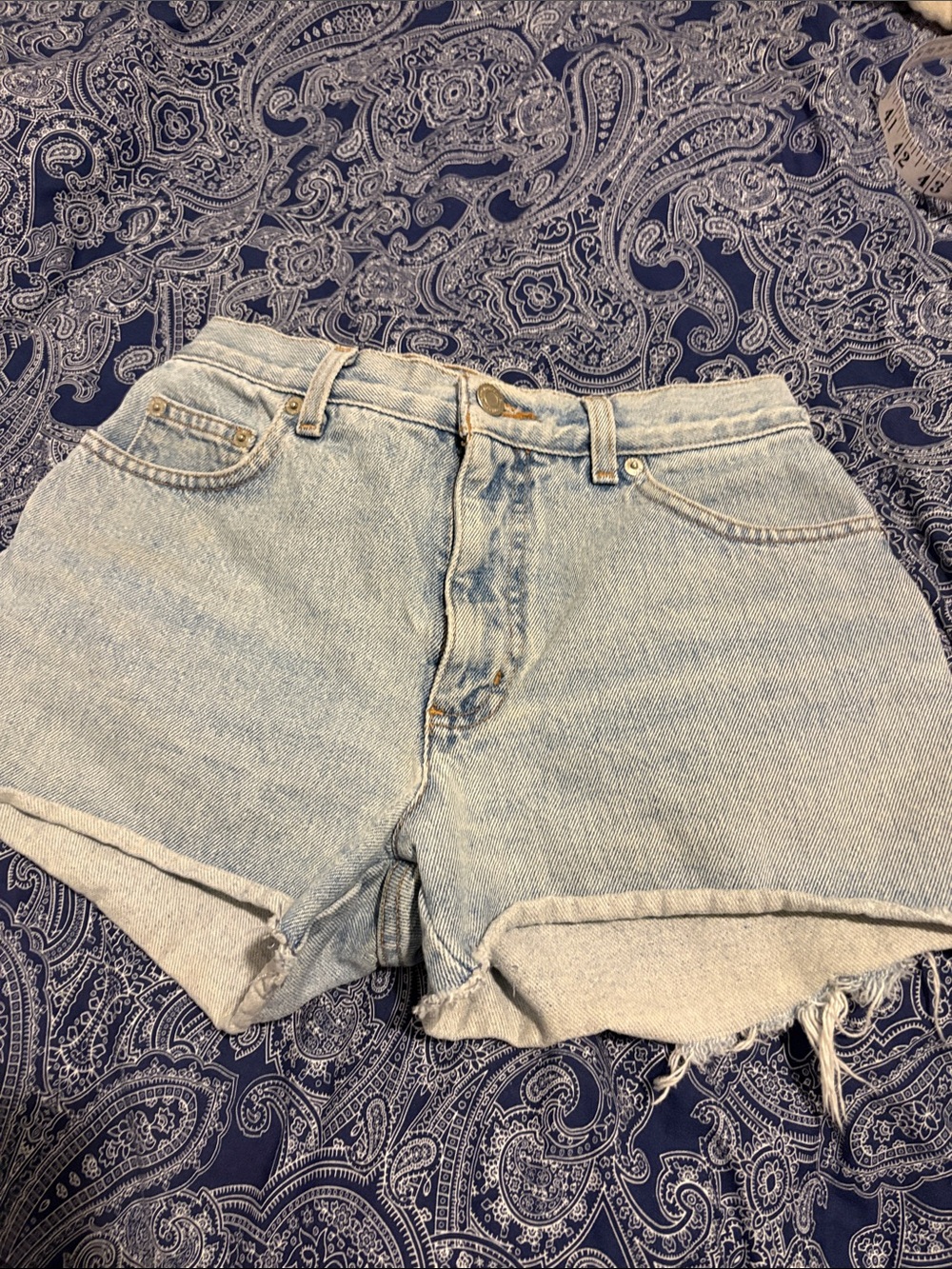 LONDONJEAN Light Blue High-Rise Denim Cutoff Shorts